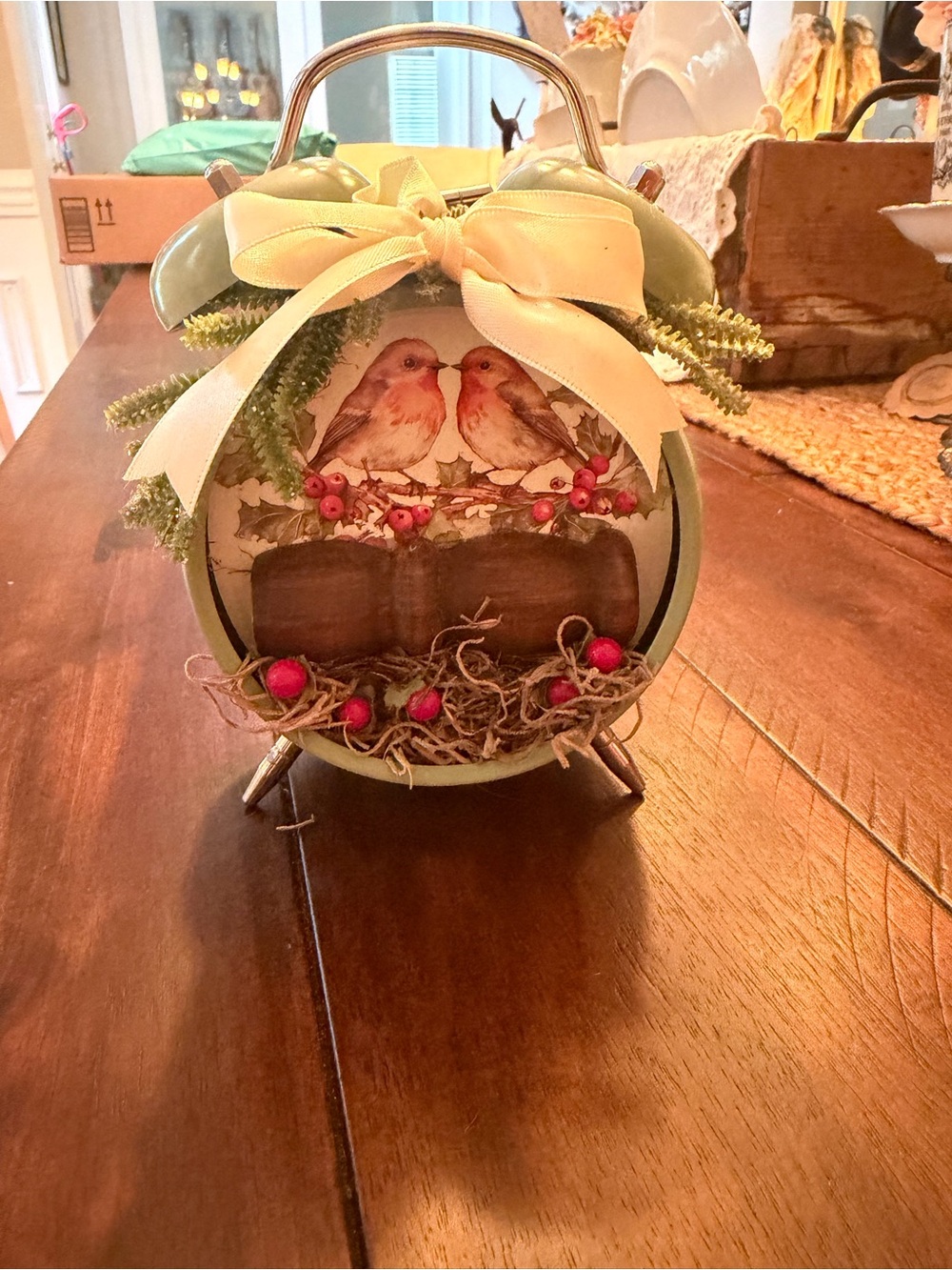 Source Unknown Green Bird Upcycled clock decor